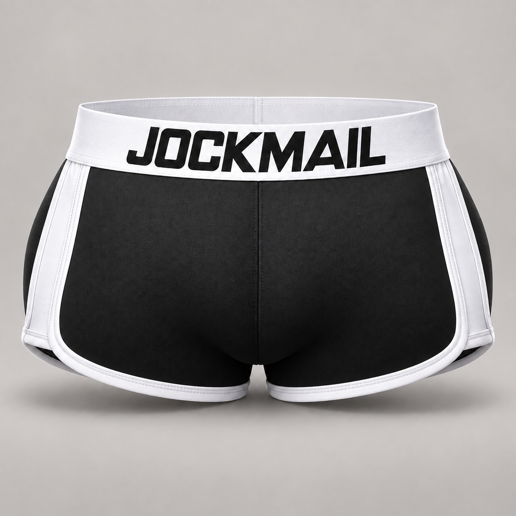 men trunks built in fake butt hip lifter enhancer shorts boxer padded underwear underpants breathable with removable pads — rear generated product view