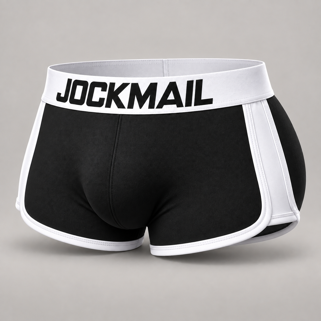 men trunks built in fake butt hip lifter enhancer shorts boxer padded underwear underpants breathable with removable pads — three-quarter generated product view