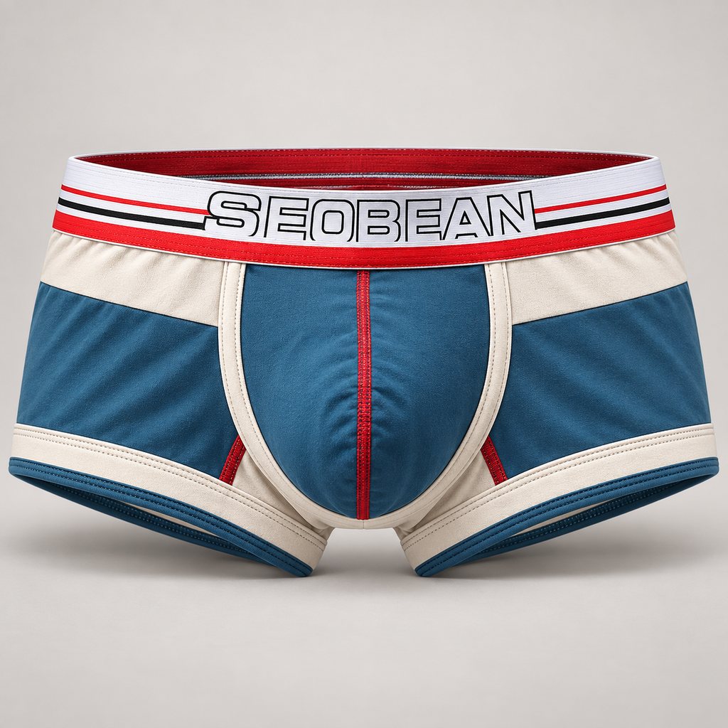 mens flat angle underwear cotton medium low waist slim fit contrasting color u shaped raised bag sexy — front generated product view