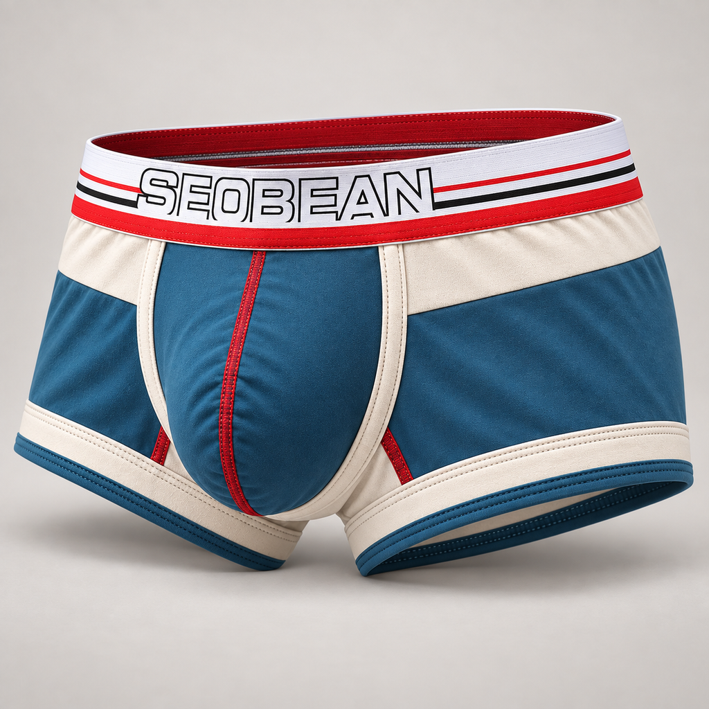 mens flat angle underwear cotton medium low waist slim fit contrasting color u shaped raised bag sexy — three-quarter generated product view