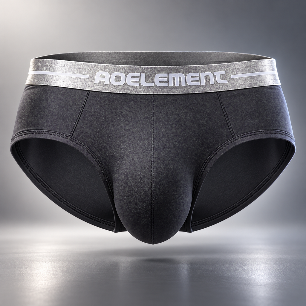 mens underwear with u shaped pouch ice silk pouch mid waist briefs — front generated product view