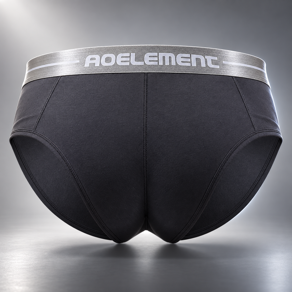 mens underwear with u shaped pouch ice silk pouch mid waist briefs — rear generated product view