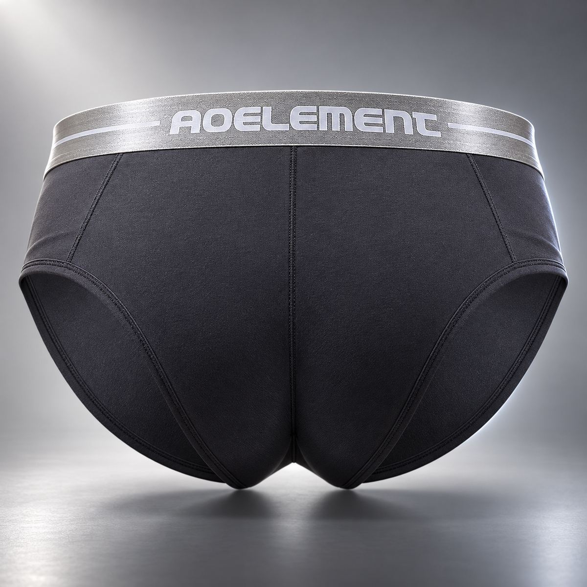 mens underwear with u shaped pouch ice silk pouch mid waist briefs — rear generated product view