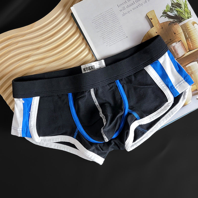 Mai Neike Pure Cotton Men's Underwear Men's Boxer Briefs Color Matching Breathable Simple Sports Trendy Stylish Fashion Youth Four Corners