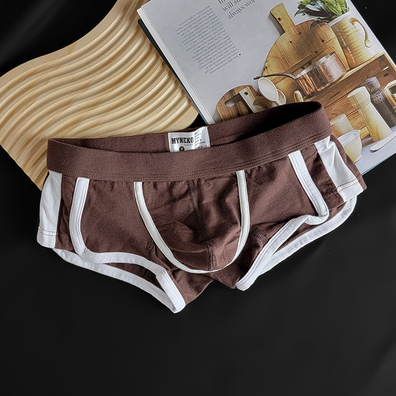 Mai Neike Pure Cotton Men's Underwear Men's Boxer Briefs Color Matching Breathable Simple Sports Trendy Stylish Fashion Youth Four Corners