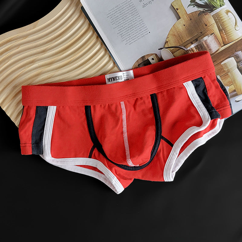 Mai Neike Pure Cotton Men's Underwear Men's Boxer Briefs Color Matching Breathable Simple Sports Trendy Stylish Fashion Youth Four Corners