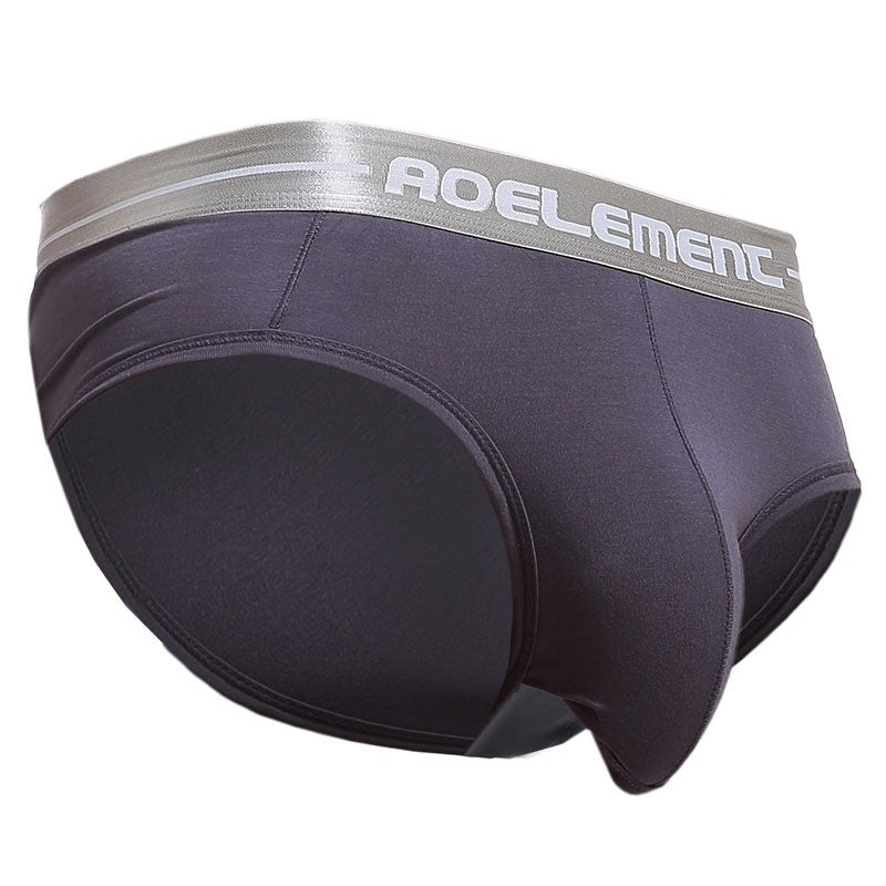 Men's Underwear with U-Shaped Pouch, Ice Silk Pouch, Mid-Waist Briefs