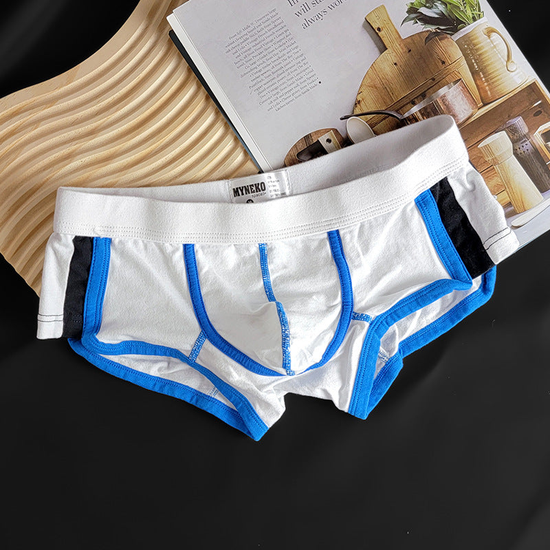 Mai Neike Pure Cotton Men's Underwear Men's Boxer Briefs Color Matching Breathable Simple Sports Trendy Stylish Fashion Youth Four Corners
