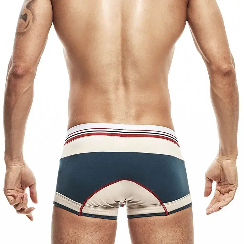 Men's flat angle underwear, cotton medium low waist slim fit contrasting color, U-shaped raised bag, sexy
