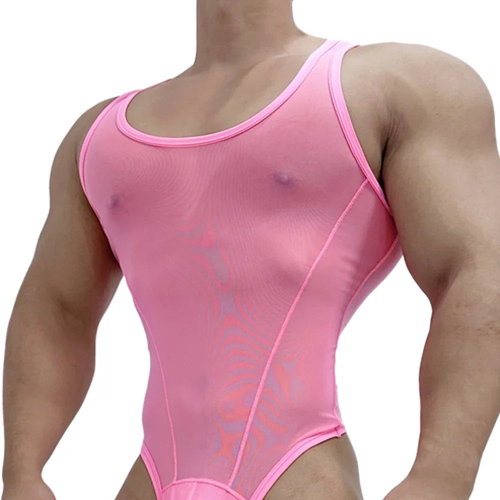 Sexy Lingerie Thong Gogo Boy Men's Harness Men Underwear One-piece Jockstrap Transparent Bodysuit Bodysuit Gay Underwear