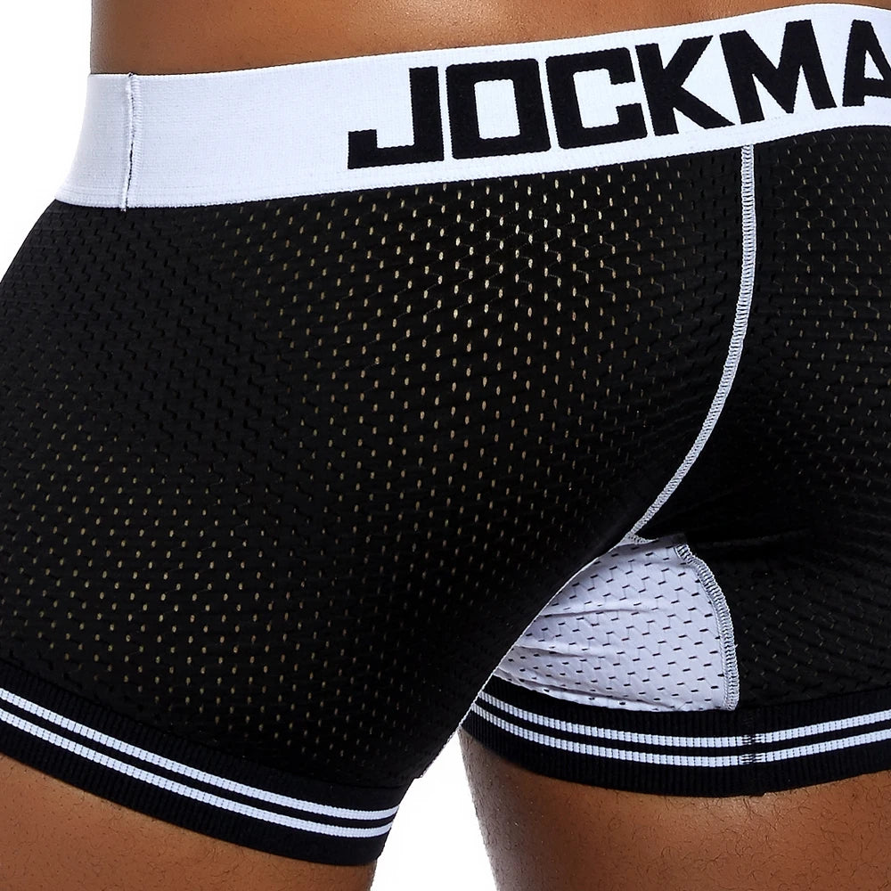 JOCKMAIL Man Underpants Boxershorts Mesh Nylon Men Boxers Male Breathable Underwear Men’s Panties Boxer Quick Dry Sports Fitness