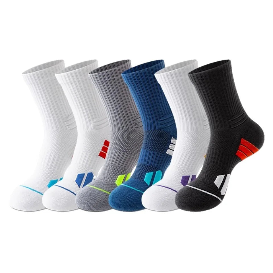 2 PAIRS Men Basketball Elite Socks Mid Tube Professional Thickened Towel Bottom Athletic Socks Sweat Absorbent Sports Socks