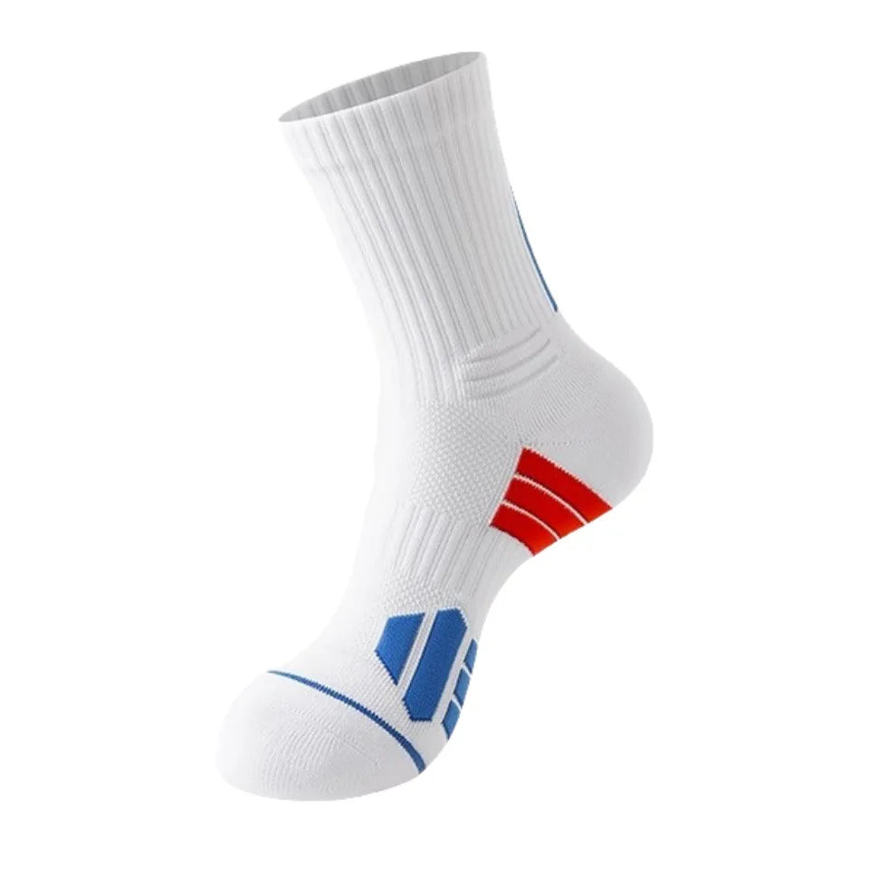 2 PAIRS Men Basketball Elite Socks Mid Tube Professional Thickened Towel Bottom Athletic Socks Sweat Absorbent Sports Socks