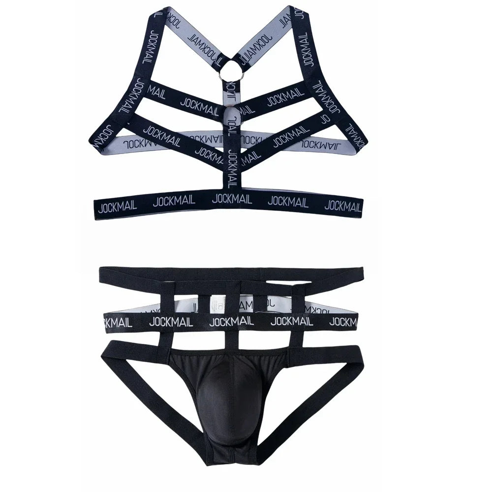Sets Men's Bodysuit Suspender Jumpsuits Harness Sexy Men Jockstrap Gay Underwear Lingerie Sissy Panties Thong G String Bondage