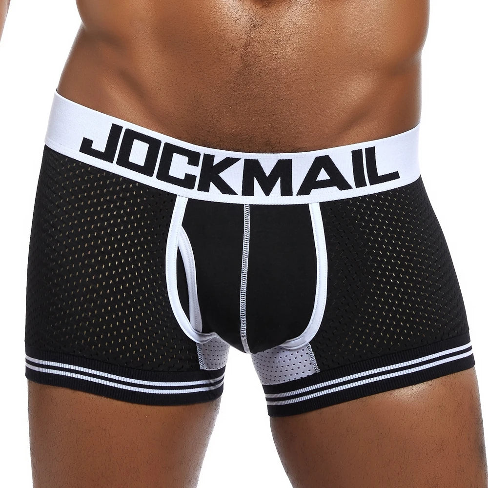 JOCKMAIL Man Underpants Boxershorts Mesh Nylon Men Boxers Male Breathable Underwear Men’s Panties Boxer Quick Dry Sports Fitness