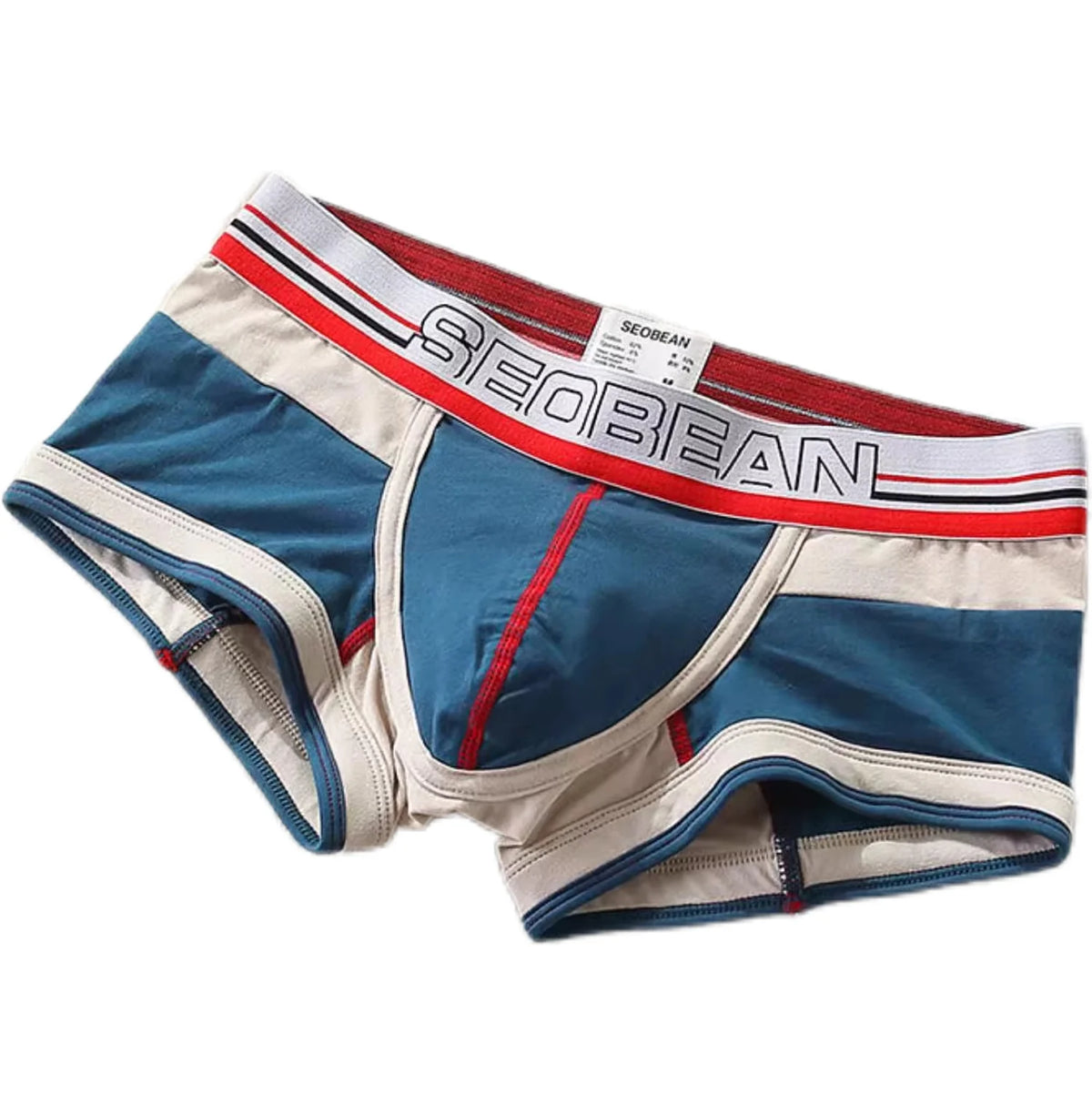 Men's flat angle underwear, cotton medium low waist slim fit contrasting color, U-shaped raised bag, sexy
