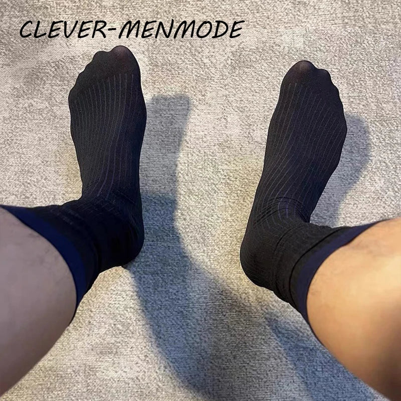 Men's Sexy Light Breathable Stockings Sheer Business Stockings High Knee Socks Fetish Sissy Homosexual Gay