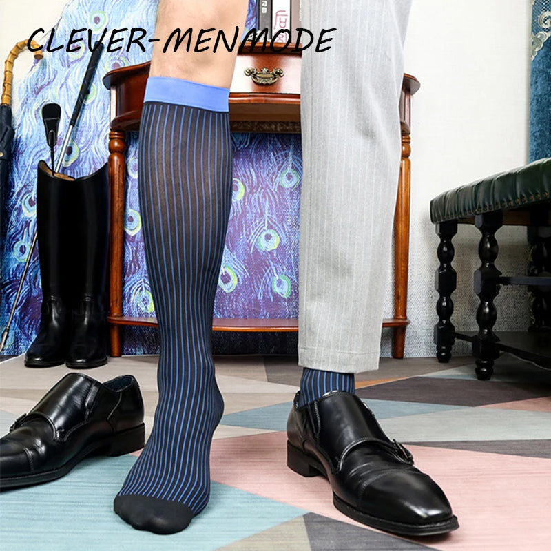 Men's Sexy Light Breathable Stockings Sheer Business Stockings High Knee Socks Fetish Sissy Homosexual Gay