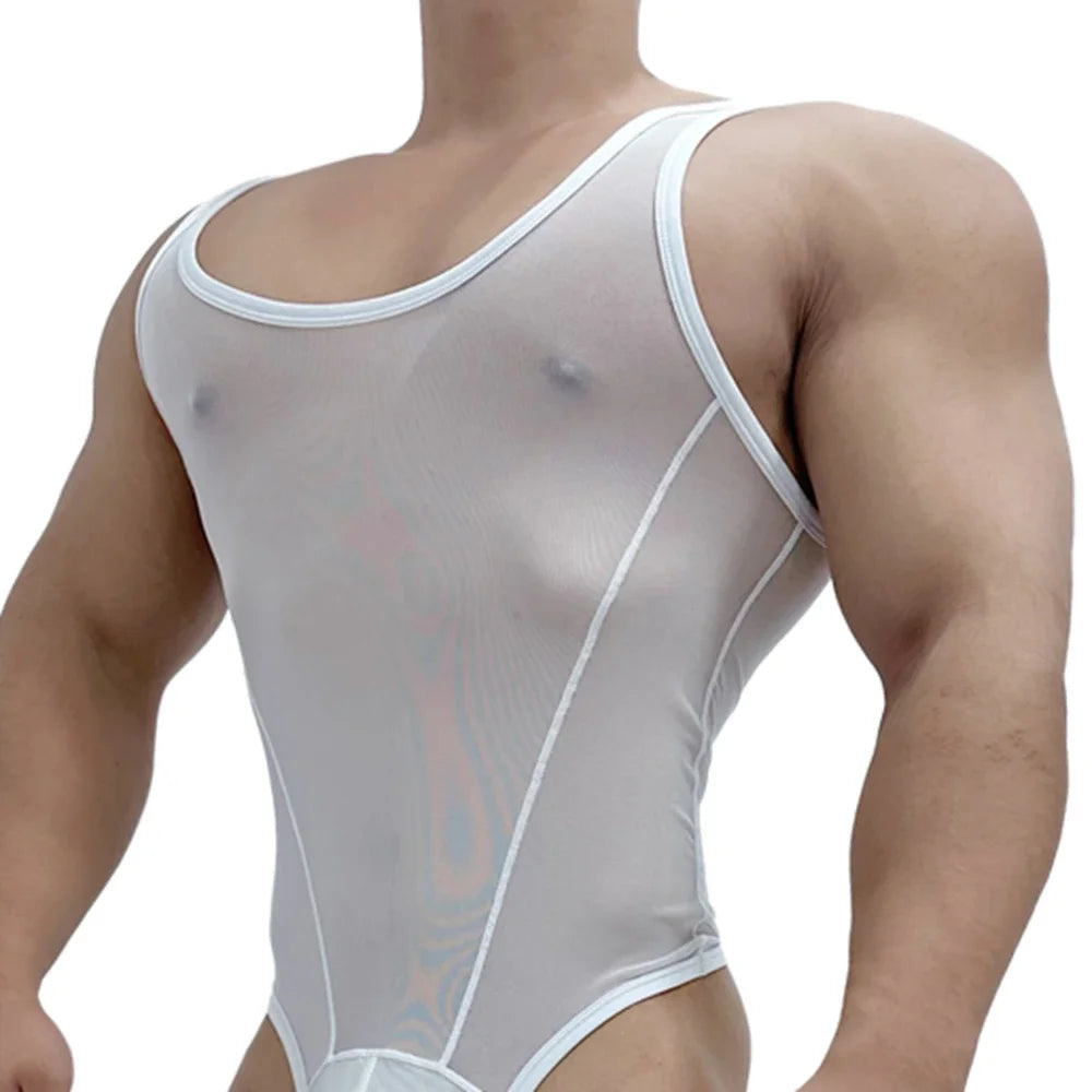 Sexy Lingerie Thong Gogo Boy Men's Harness Men Underwear One-piece Jockstrap Transparent Bodysuit Bodysuit Gay Underwear