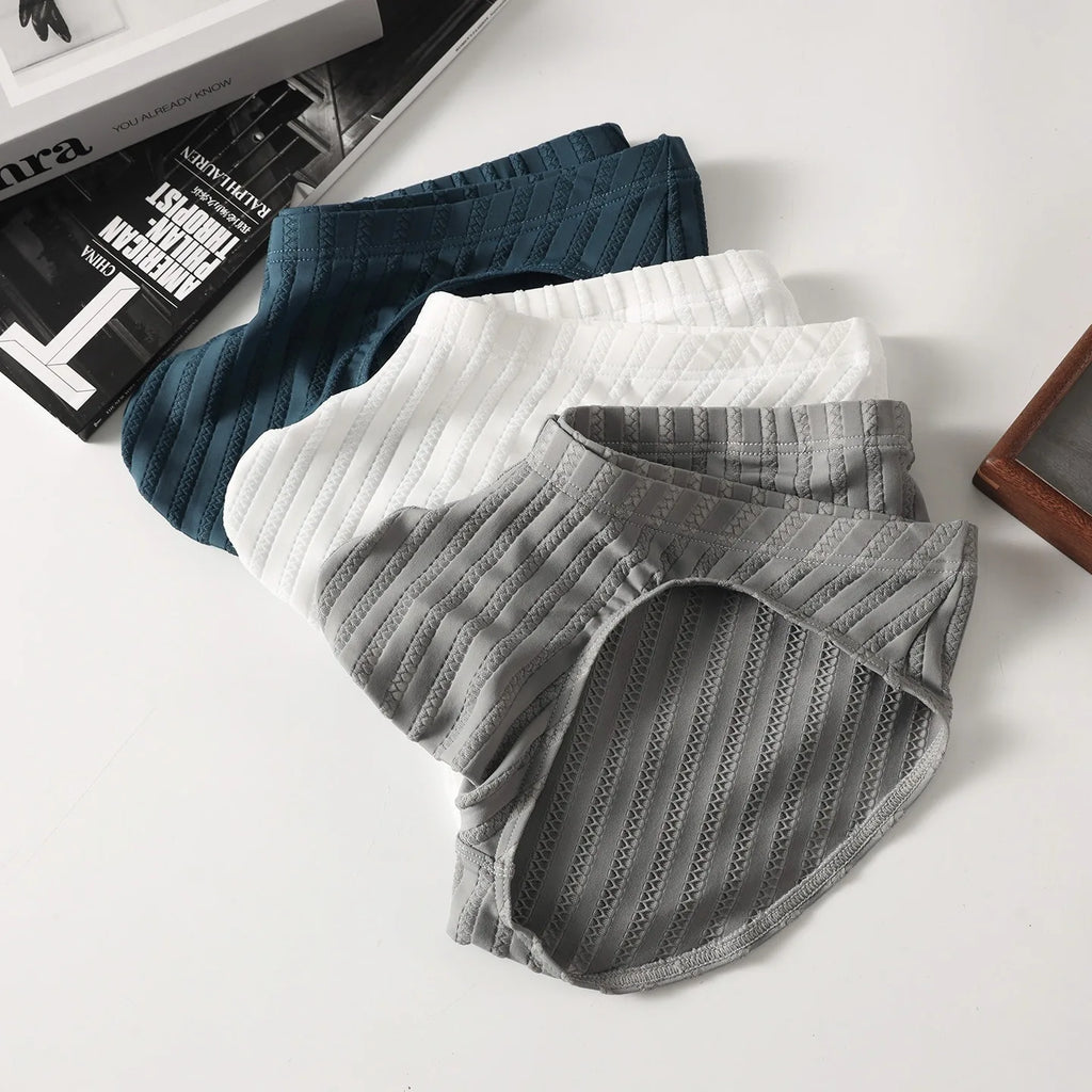 Men's Underwear Japanese-style Striped Briefs Stretchy Breathable Underpants