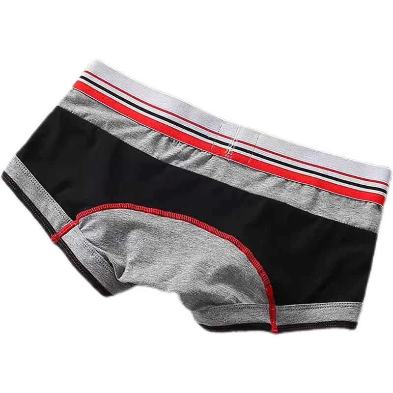 Men's flat angle underwear, cotton medium low waist slim fit contrasting color, U-shaped raised bag, sexy